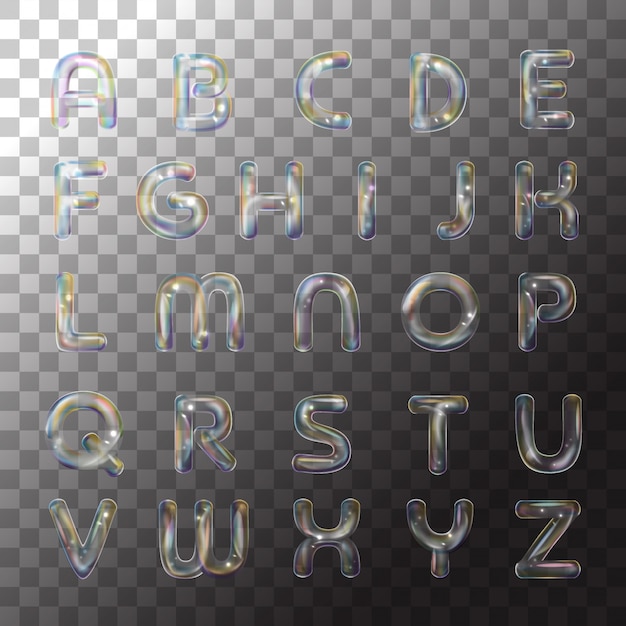 Вектор Иллюстрация мыльный алфавит пузырь на прозрачном фоне