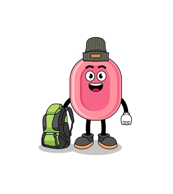 Vector illustration of soap mascot as a hiker