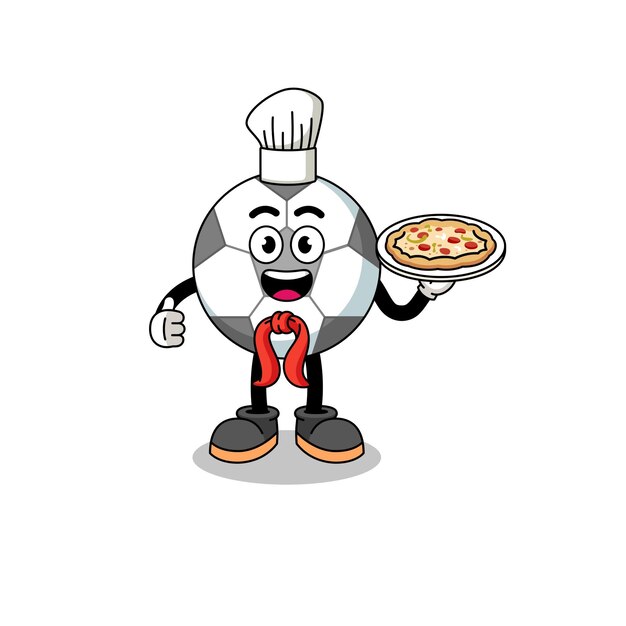 Illustration of soccer ball as an italian chef character design