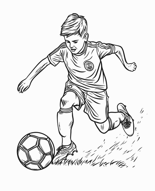 Vector illustration of a soccer player football player coloring book