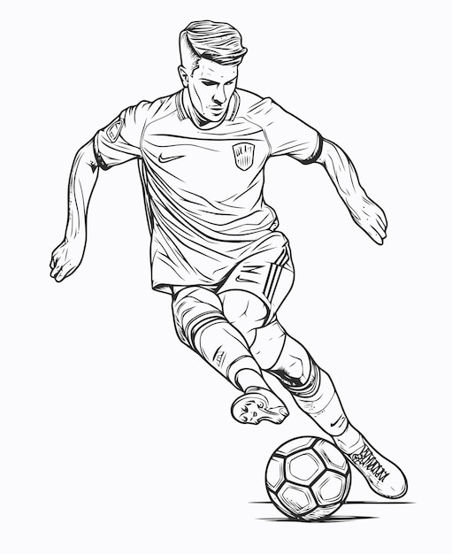 Vector illustration of a soccer player football player coloring book