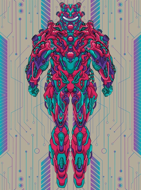 Robot del corpo del mecha del soldato dell'illustrazione