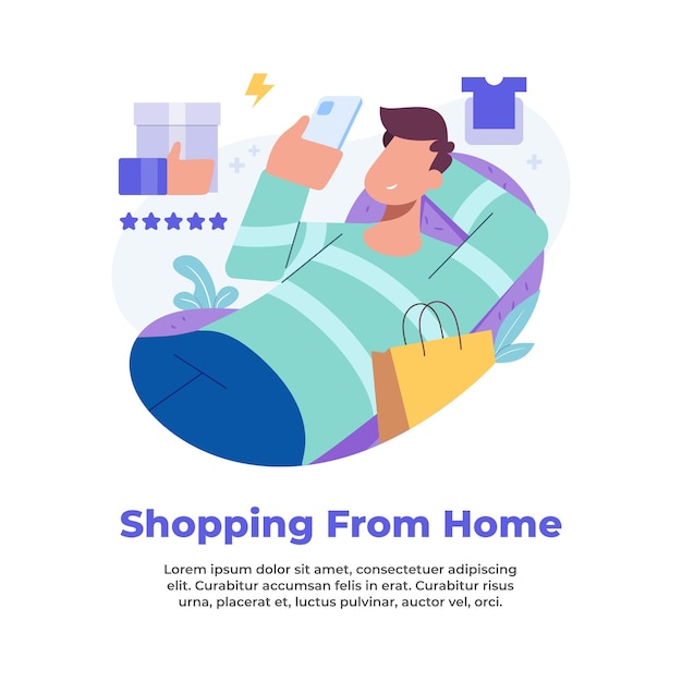 Illustration of someone shopping from home during a pandemic