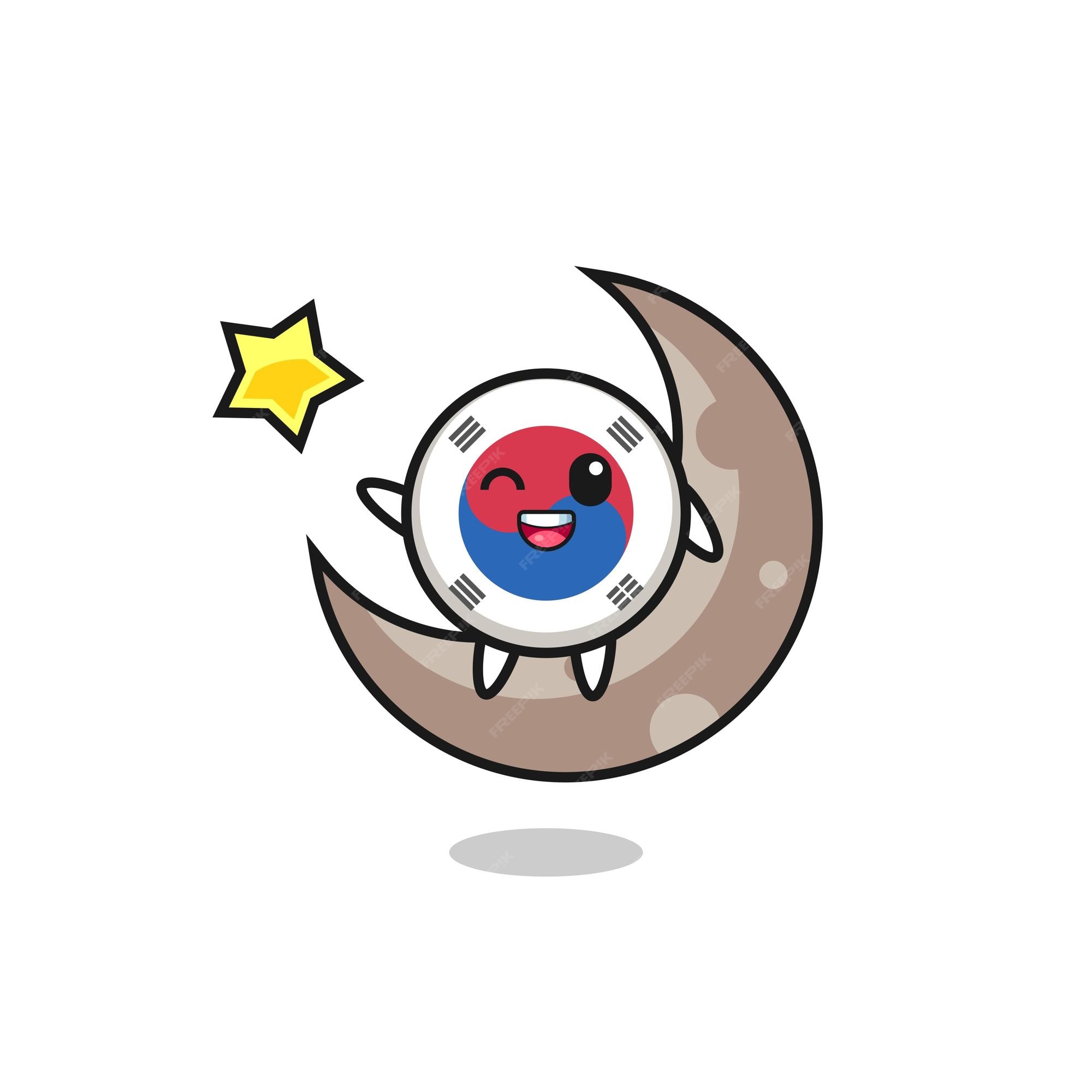 Premium Vector | Illustration of south korea flag cartoon sitting on the half moon cute design Premium Vector | Illustration of south korea flag cartoon sitting on the half moon cute design