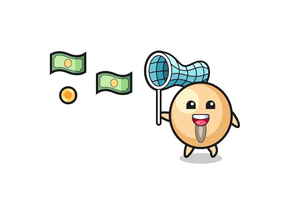 Illustration of the soy bean catching flying money