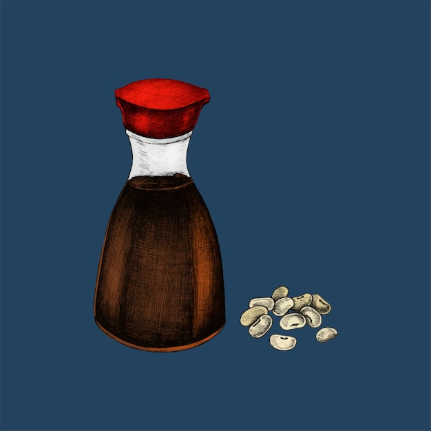 Illustration of soybean and sauce