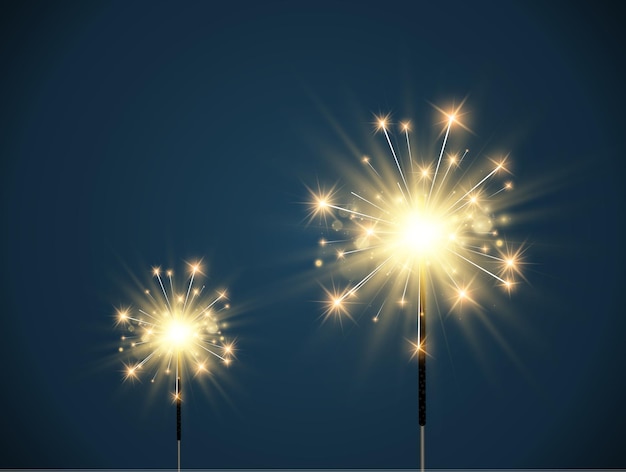 Illustration of sparklers on a transparent background.