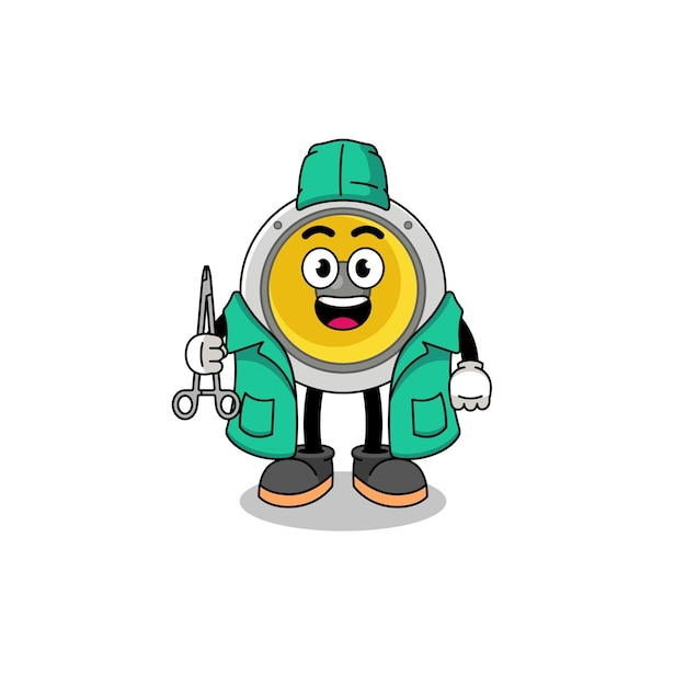 Illustration of speaker mascot as a surgeon