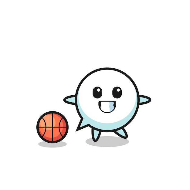 Vector illustration of speech bubble cartoon is playing basketball