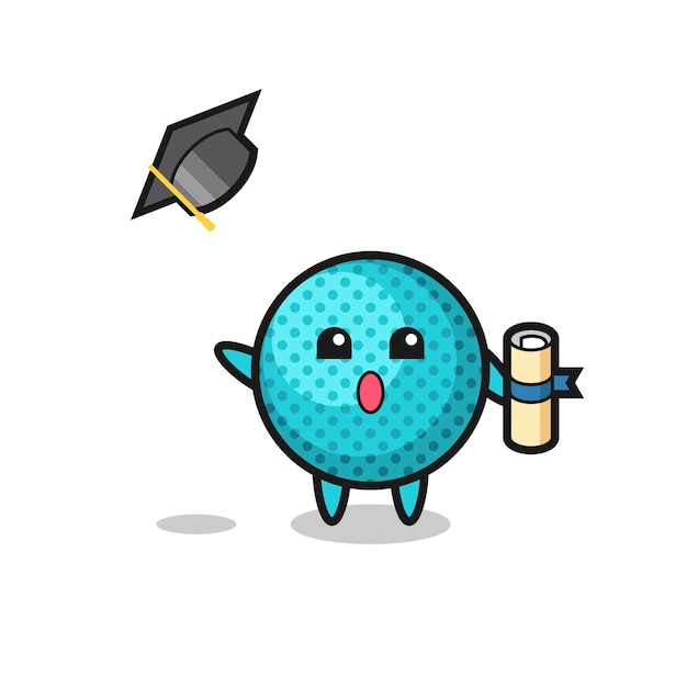 Illustration of spiky ball cartoon throwing the hat at graduation