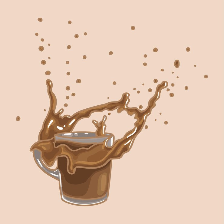 Vector illustration of a splash of coffee with milk