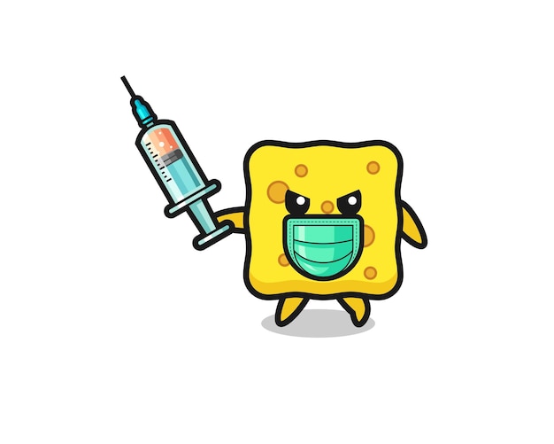 Illustration of the sponge to fight the virus cute design