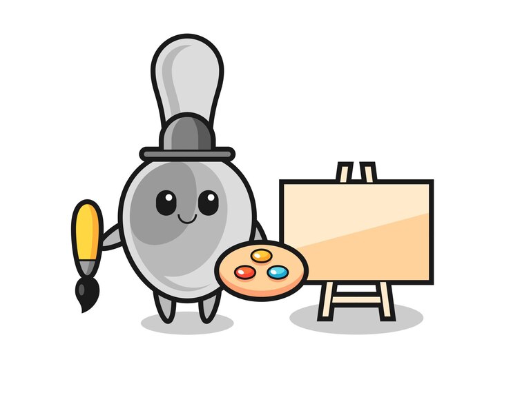 Vector 화가로 숟가락 마스코트의 그림