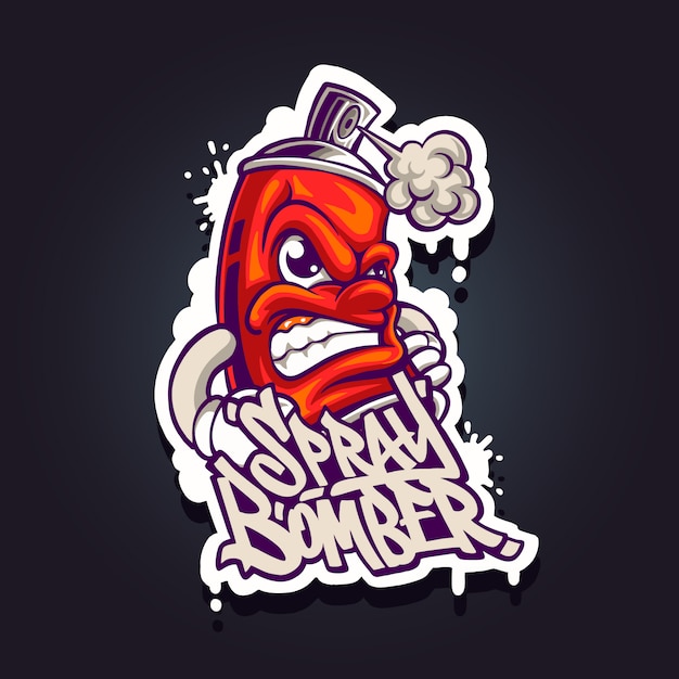 Illustration of spray bomber mascot logo