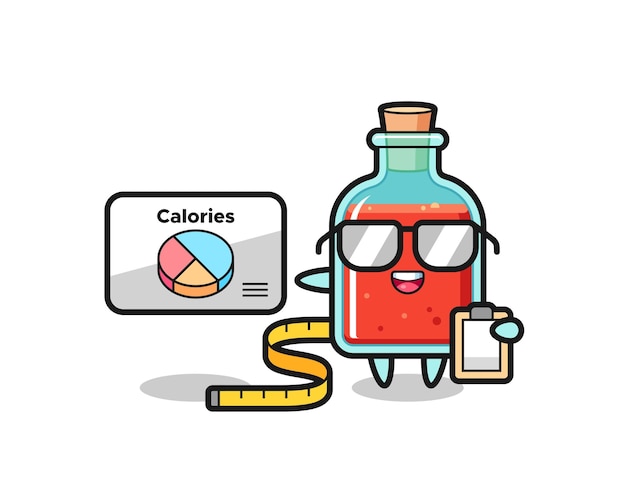 Illustration of square poison bottle mascot as a dietitian cute design