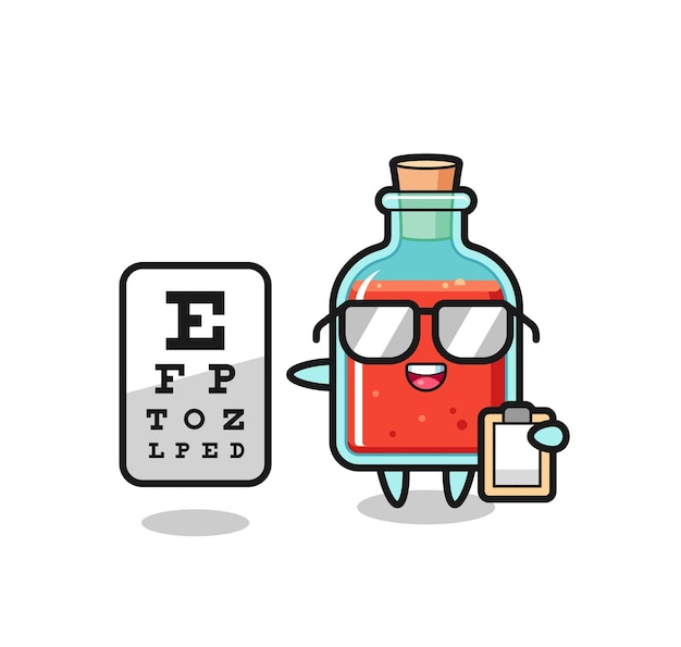Illustration of square poison bottle mascot as an ophthalmology cute design