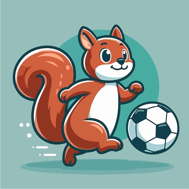 Illustration of a squirrel playing ball with a cartoon style and mascot concept