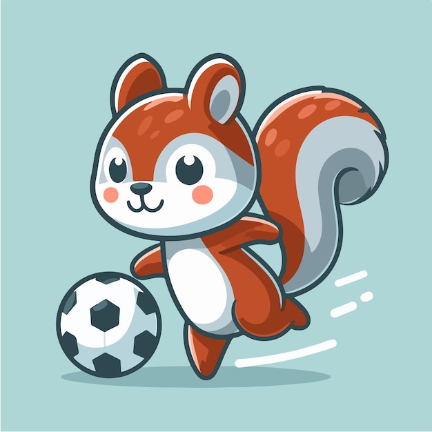 Illustration of a squirrel playing ball with a cartoon style and mascot concept