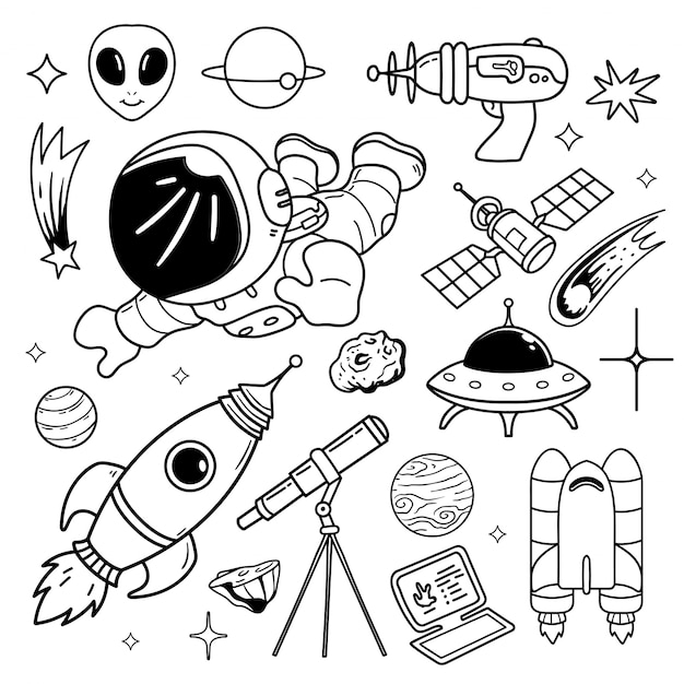 Illustration   of star space doodle