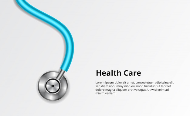 Illustration of stethoscope. global healthcare. Medical instrument for doctor, nurse and hospital.