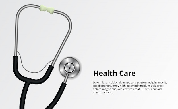 Illustration of stethoscope. global healthcare. Medical instrument for doctor, nurse and hospital.