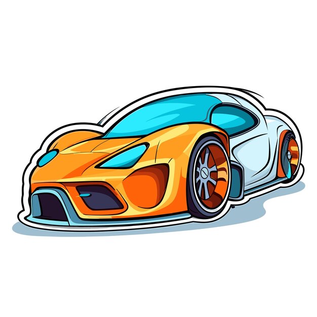 Illustration sticker car restoration and car club design elements