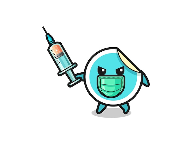 바이러스와 싸우는 스티커의 일러스트 귀여운 디자인