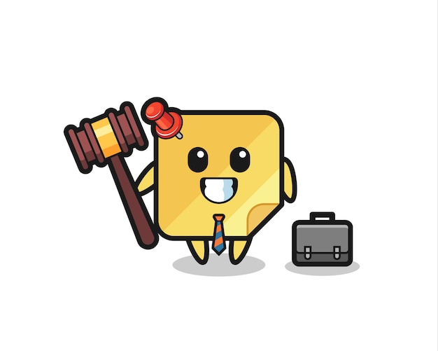 Illustration of sticky note mascot as a lawyer