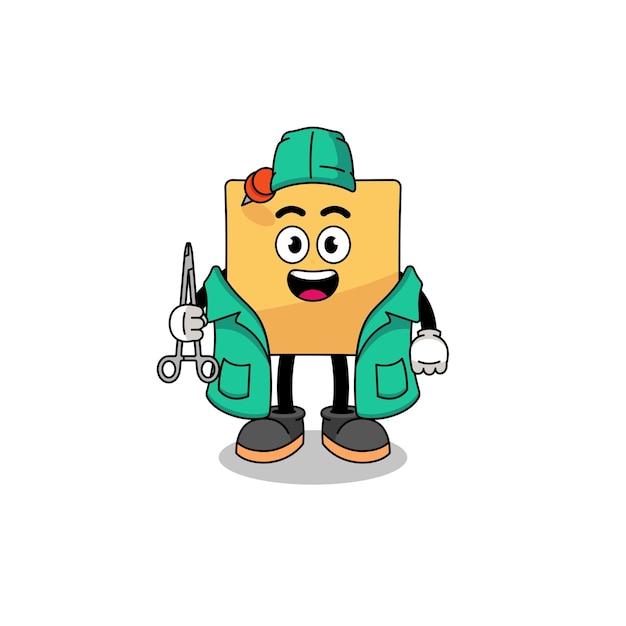 Illustration of sticky note mascot as a surgeon