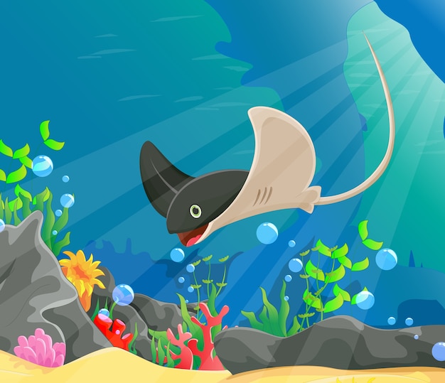 Premium Vector | Illustration of stingry under deep water Premium Vector | Illustration of stingry under deep water
