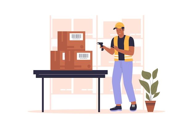 ストック保管ユニットのバーコードスキャナのイラスト