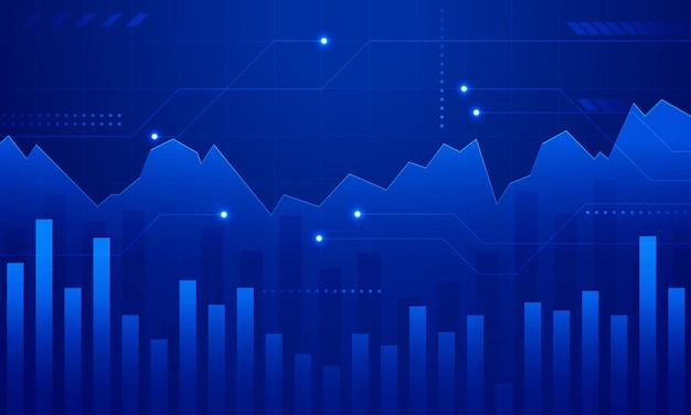 illustration of stock market graphic or traffic in financial investment business concept on blue te