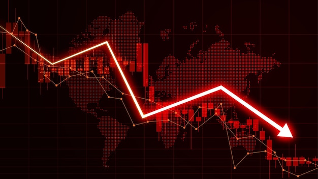 Vettore illustrazione delle perdite sul mercato azionario concetto di informazione finanziaria fallimentare con frecce che puntano verso il basso