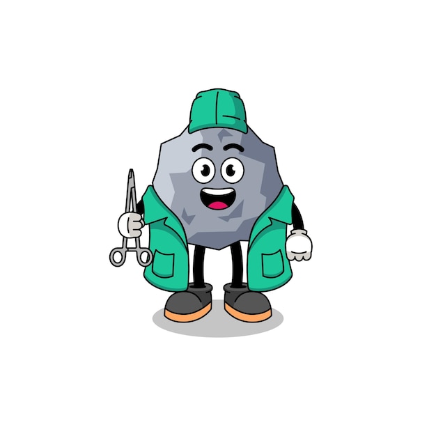 Illustration of stone mascot as a surgeon