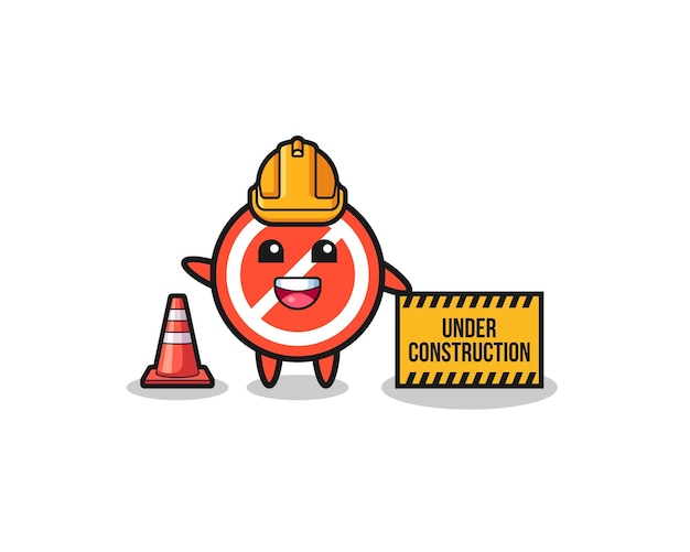 Illustration of stop sign with under construction banner