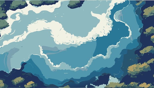暴風海,波浪和雲的插圖
