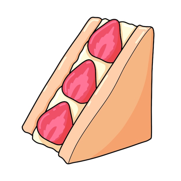 Illustration of a strawberry sandwich Japanese street snack Cute design