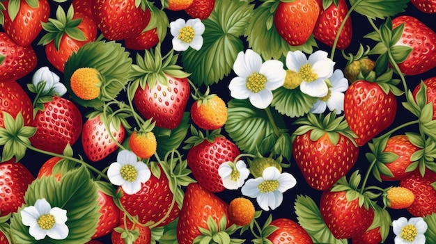 Illustration of a strawberry Strawberry pattern for printing on fabric paper wallpaper