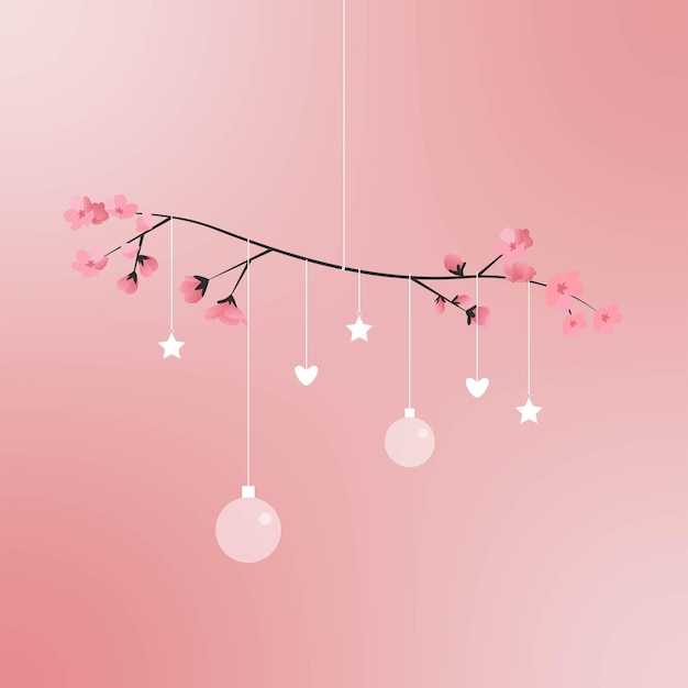 Vector illustration of string of lights from cherry blossoms