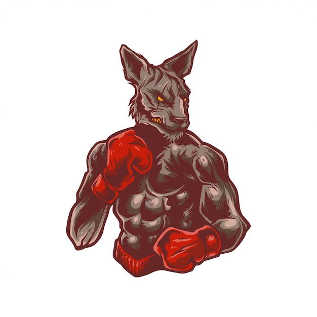 illustration of strong kangaroo wear boxing gloves