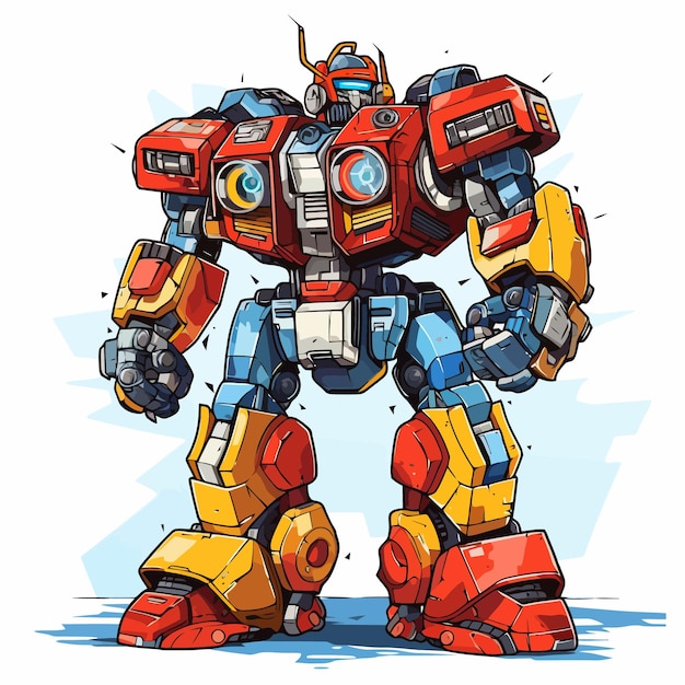 Vector illustration of the strongest robot attack mode