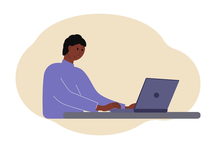 Vector illustration of a stylish man working on a laptop.