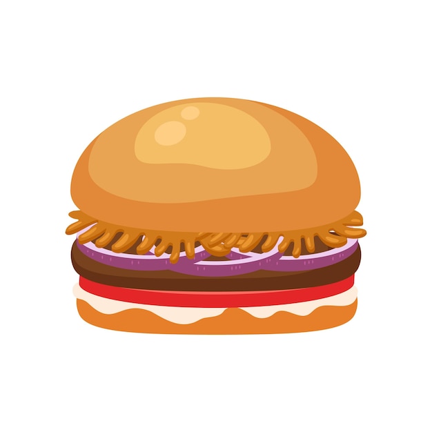 Vettore illustrazione di hamburger stilizzato o cheeseburger pasto fast food isolato su sfondo bianco