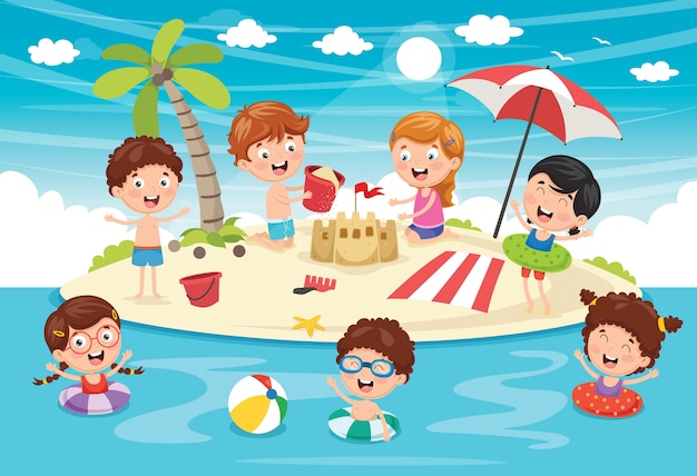 Illustration of summer kids