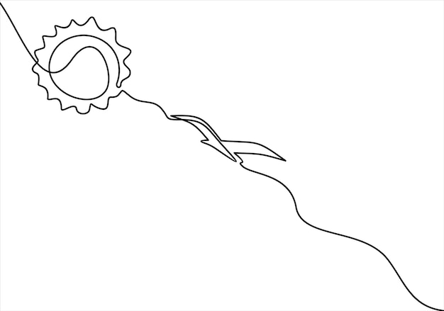 Иллюстрация летнего неба с летающими чайками Фоновая иллюстрация для летаОдин непрерывный