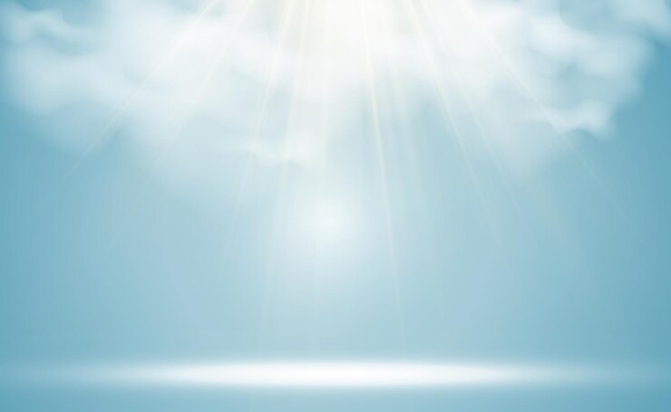 Vector illustration of the sun shining through the clouds
