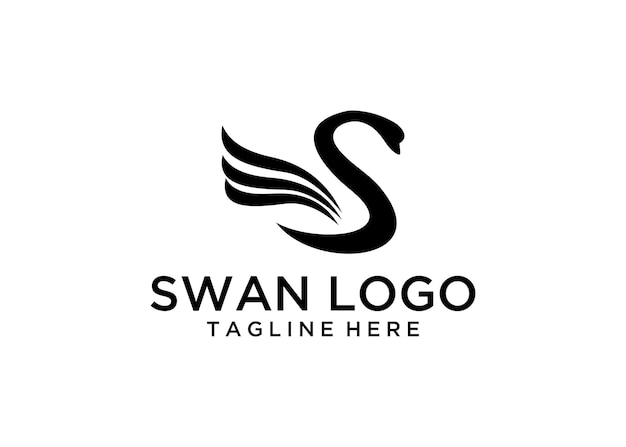 Icona del modello creativo semplice logo swan