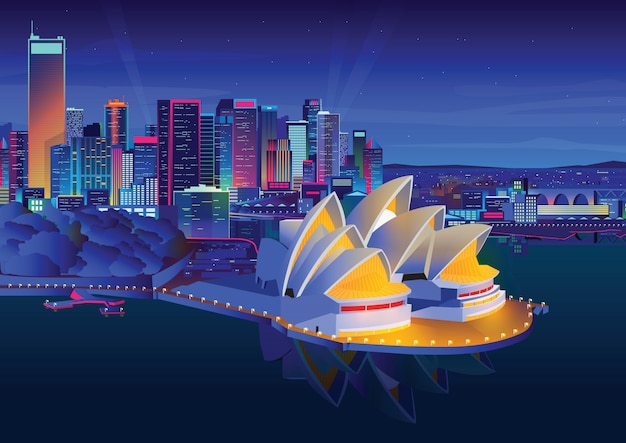 Illustration Of The Sydney Opera House At Night