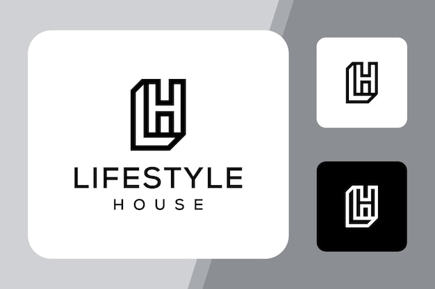 Illustration symbol LH signs merged into one made geometric logo design