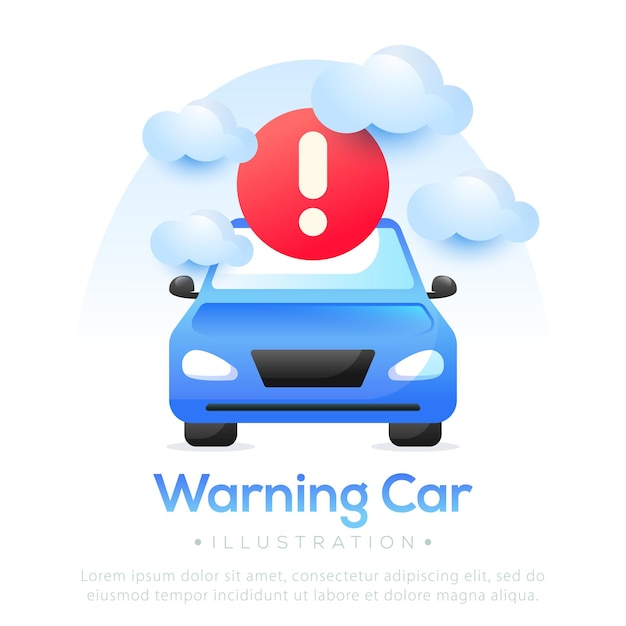 Illustration of system car error Warning car system illustration